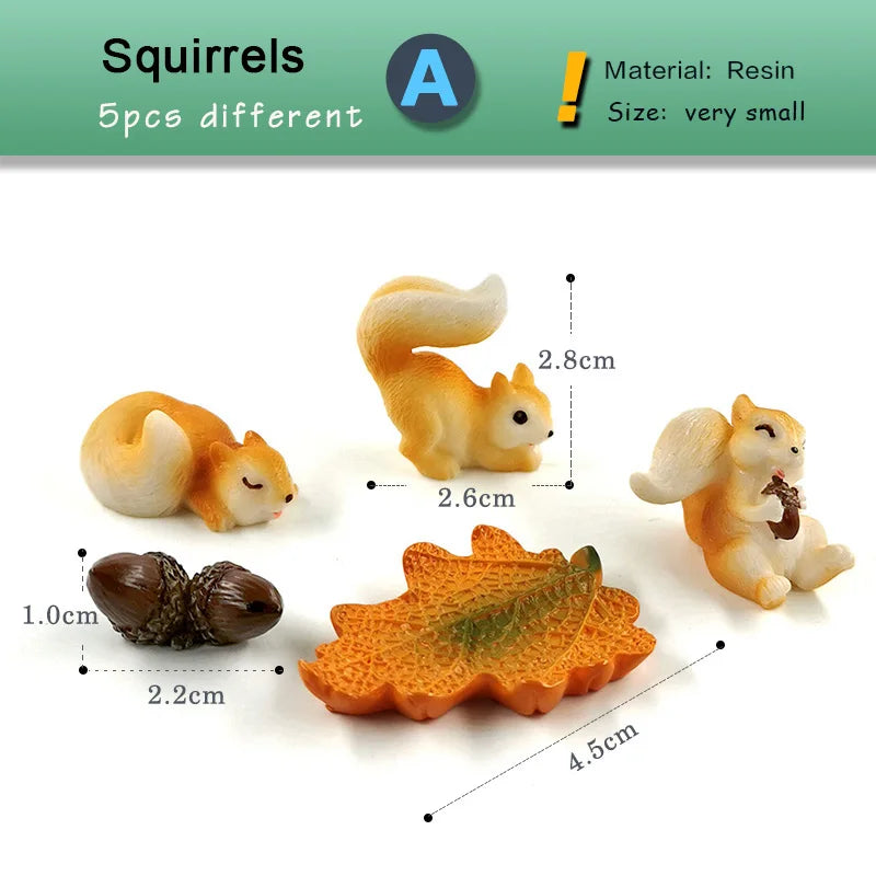 Forest Squirrel Miniature Figurine - Cartoon Animal Character for Fairy Garden, Home Ornament, Desk Decoration, DIY Accessory