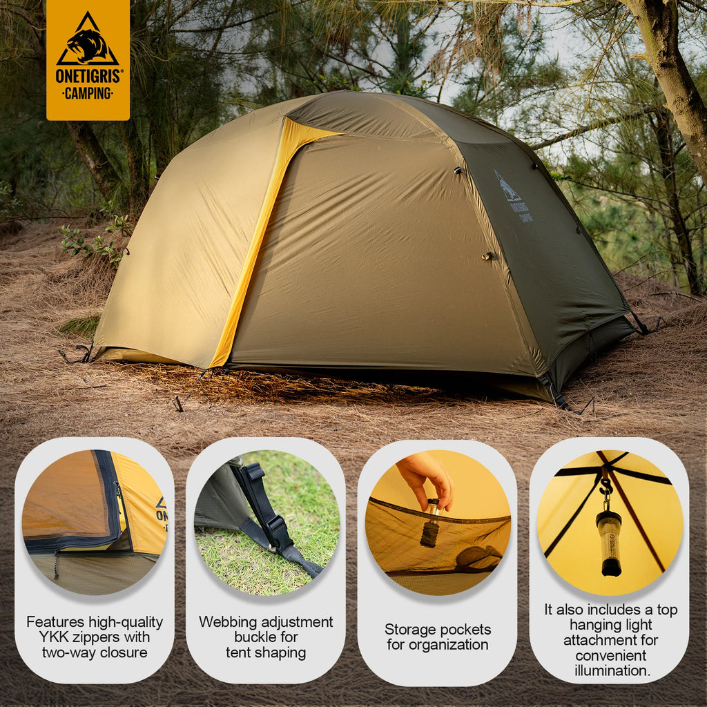 OneTigris Stella 4 Season Camping Tent for 1-2 Persons - Lightweight Double Layer, 3000mm Waterproof for Outdoor Hiking and Beach