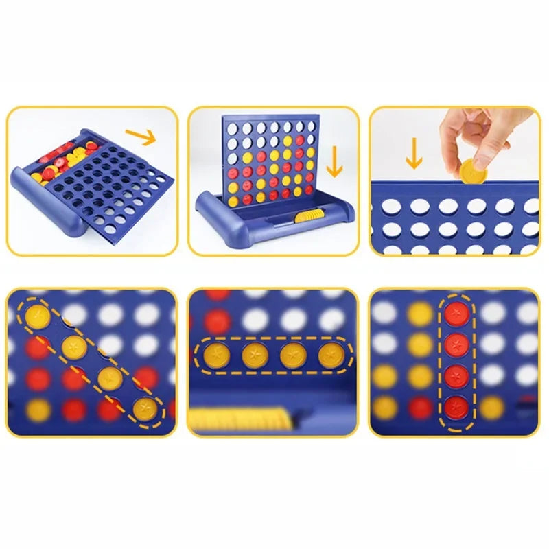 Foldable Connect 4 Game Classic Party Chess Family Toy Early Educational Puzzle for Children Thinking Training Gifts