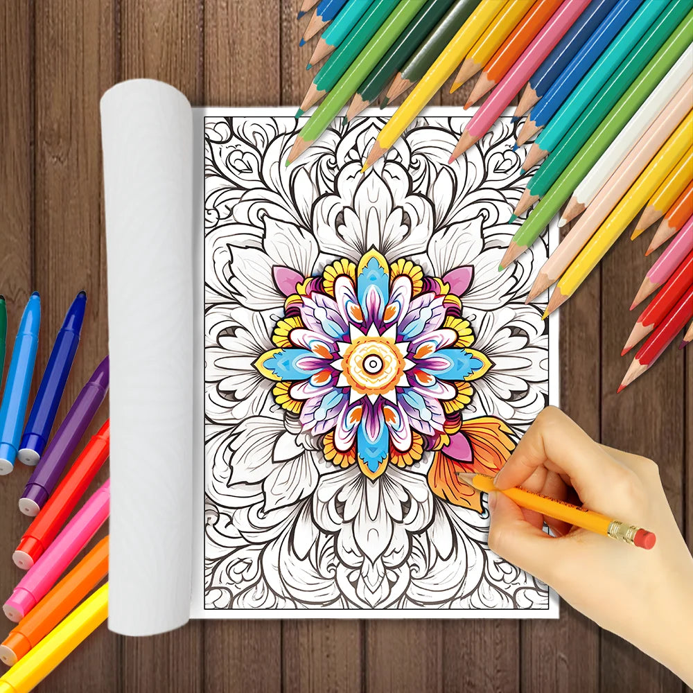 Mandala Coloring Book for Teenagers - 30 Unique Patterns on 100gsm Thick Paper - Stress Relief and Birthday Gift