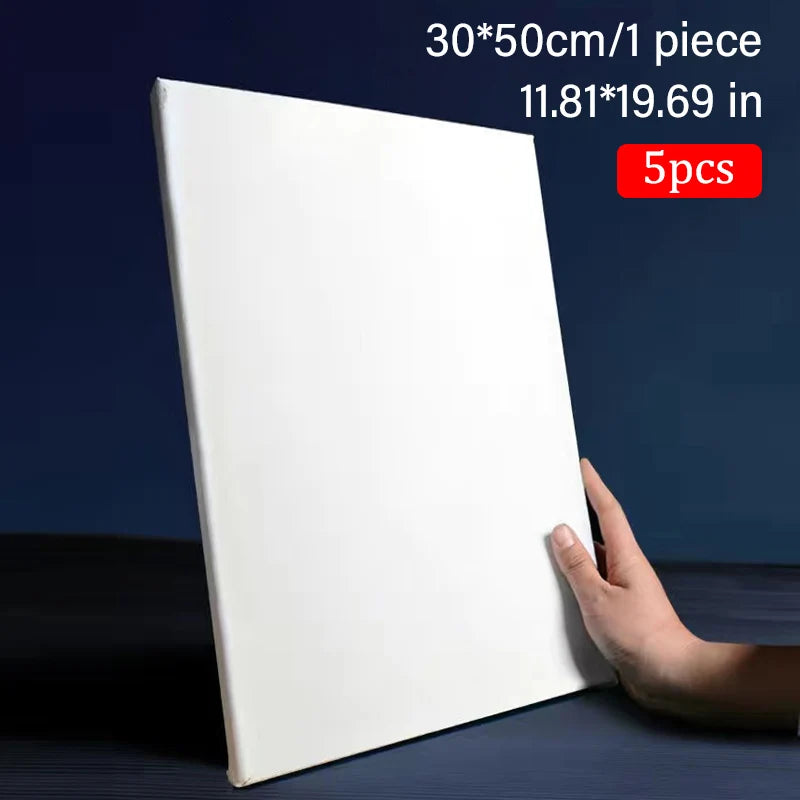 5pcs White Blank Artist Canvas Boards for Oil Painting, Acrylic, Watercolor with Wooden Frame