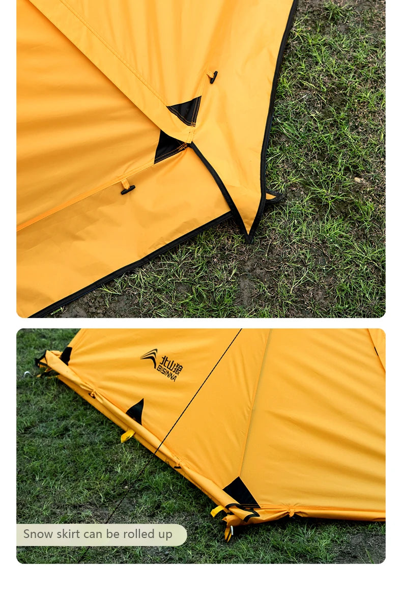 4 Season Camping Tent for 2 People - Double Layer Waterproof Backpacking Tent with Snow Skirt and Aluminum Poles for Hiking and Picnic