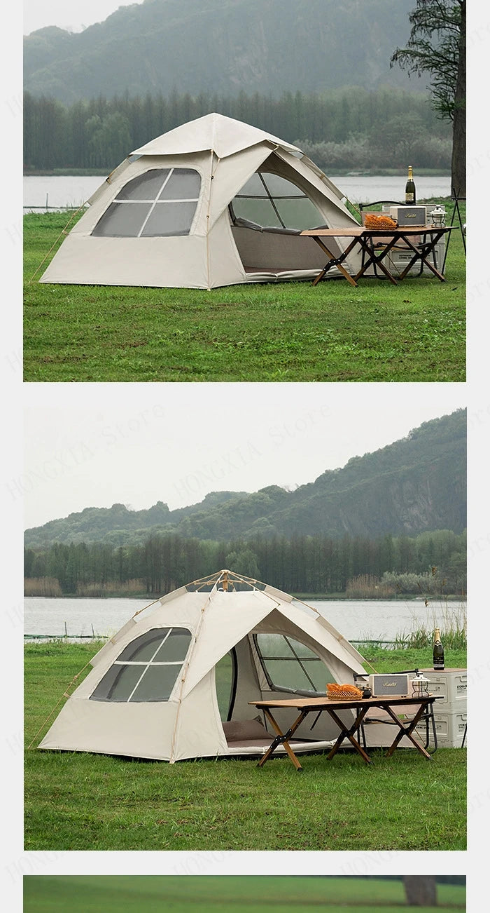 Outdoor Two-Door Folding Portable Automatic Tent - Rainproof Camping Gear with Quick Opening Design