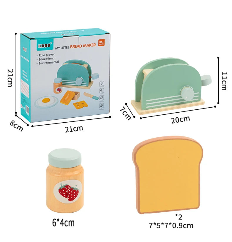 Bread Machine Kid's Wooden Kitchen Playset - Educational Role Play Toy for Children - Perfect Christmas Gift