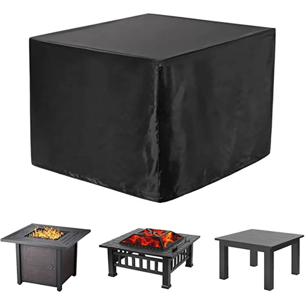BBQ Accessories Fire Pit Cover - Waterproof Square 210T Patio Table Cover, UV and Fade Resistant