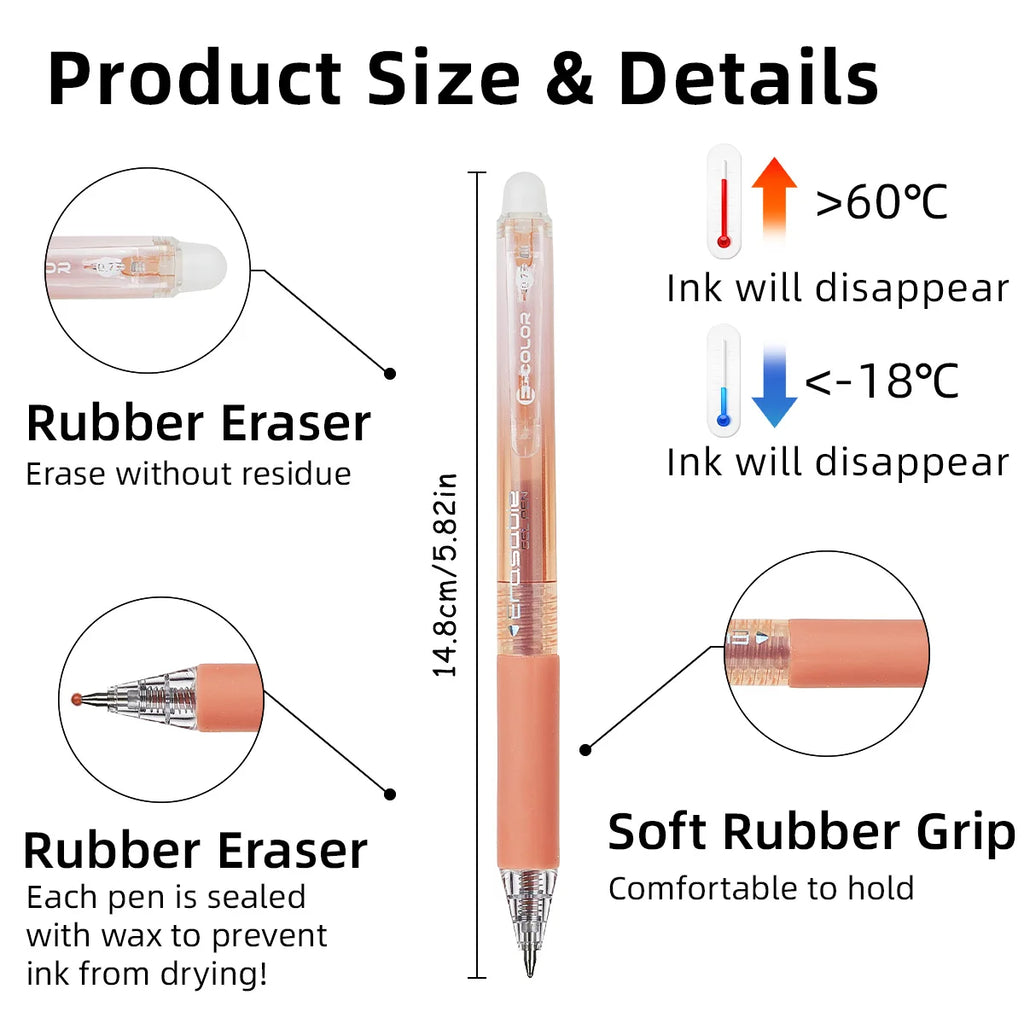 12/24/36-Pack Erasable Rainbow Gel Pens Set - 0.7mm Fine Tip Color Pens for Journaling, Drawing, DIY Projects & Back to School Essentials, Halloween Fun