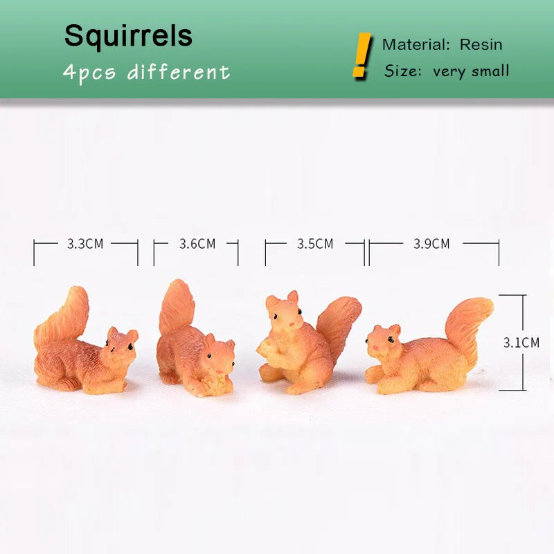 Forest Squirrel Miniature Figurine - Cartoon Animal Character for Fairy Garden, Home Ornament, Desk Decoration, DIY Accessory
