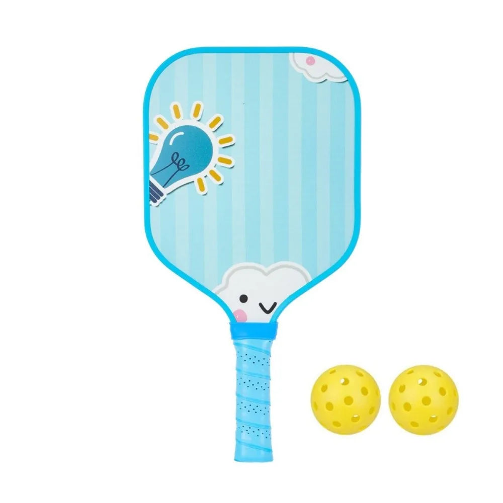 Cartoon Children's Pickleball Set with Colorful Rackets, Non-Slip Grip, and 2 Durable Balls