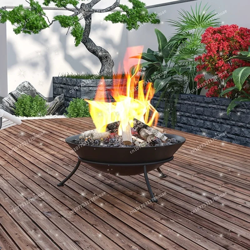 Charcoal Fire Stand 47/60cm - Wrought Iron Portable Indoor Outdoor Brazier Bonfire Stand