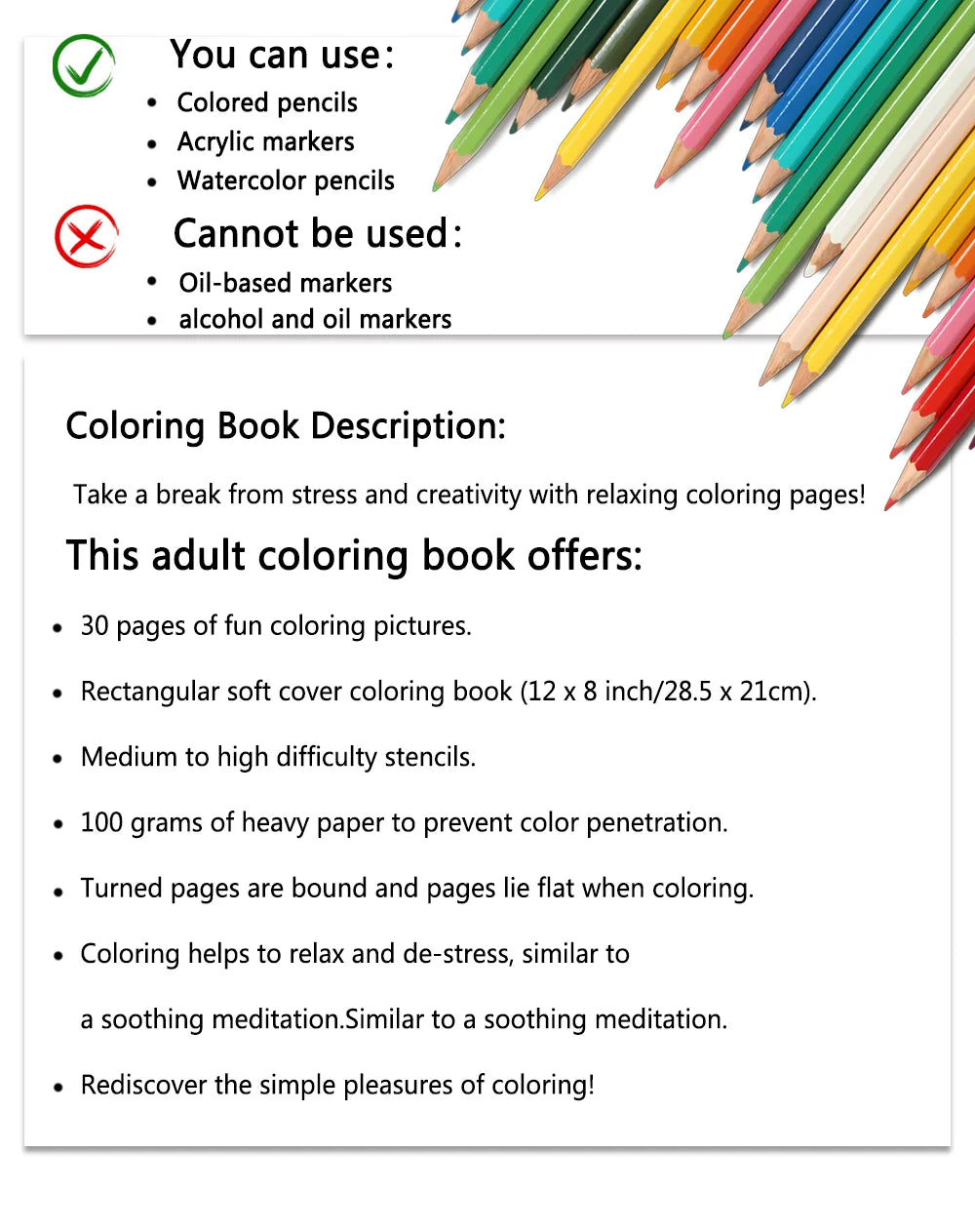 Women's Spiral Colouring Book - 30 Sheets, 11.3x8.3 inch, Stress Relief, Perfect Birthday and Holiday Gift