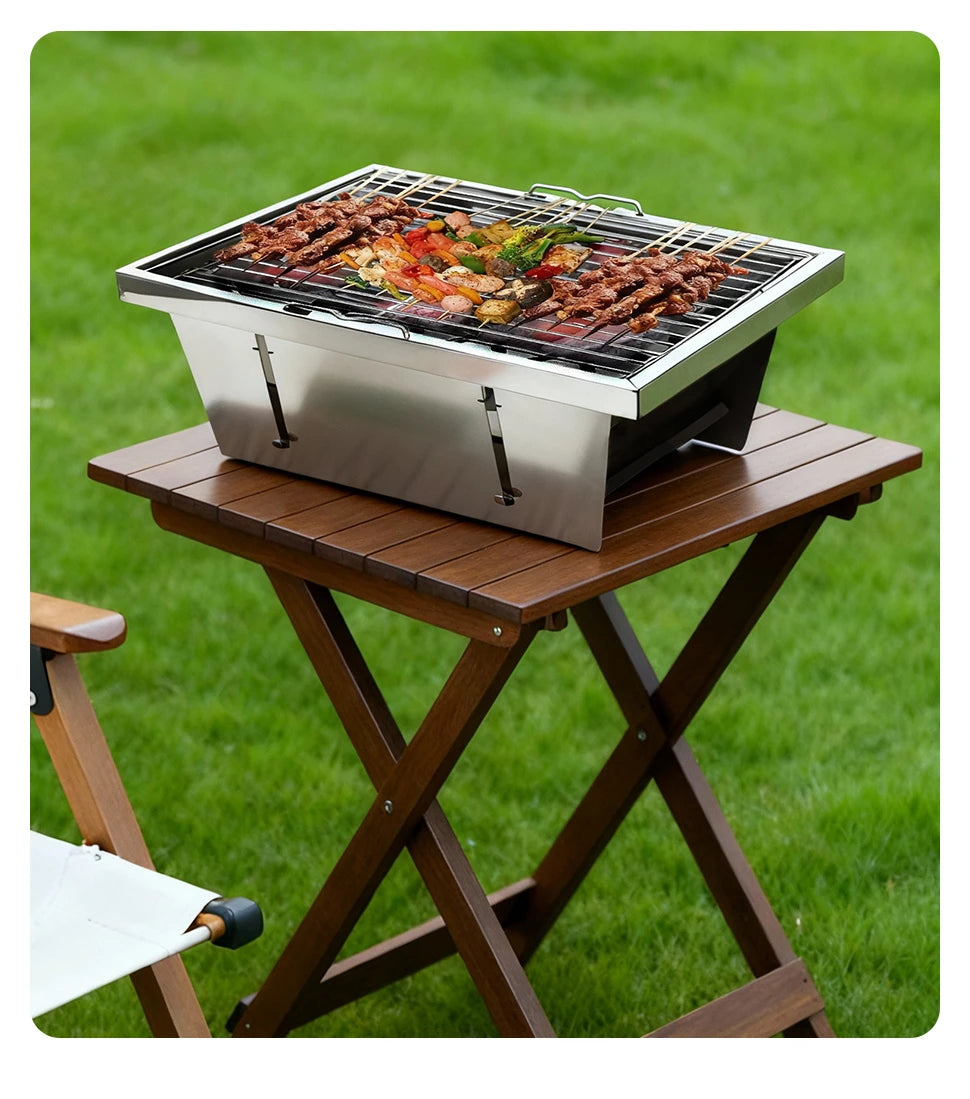 WESTTUNE IGT Portable Barbecue Grill - Stainless Steel Folding Charcoal Grill for Camping and Picnic