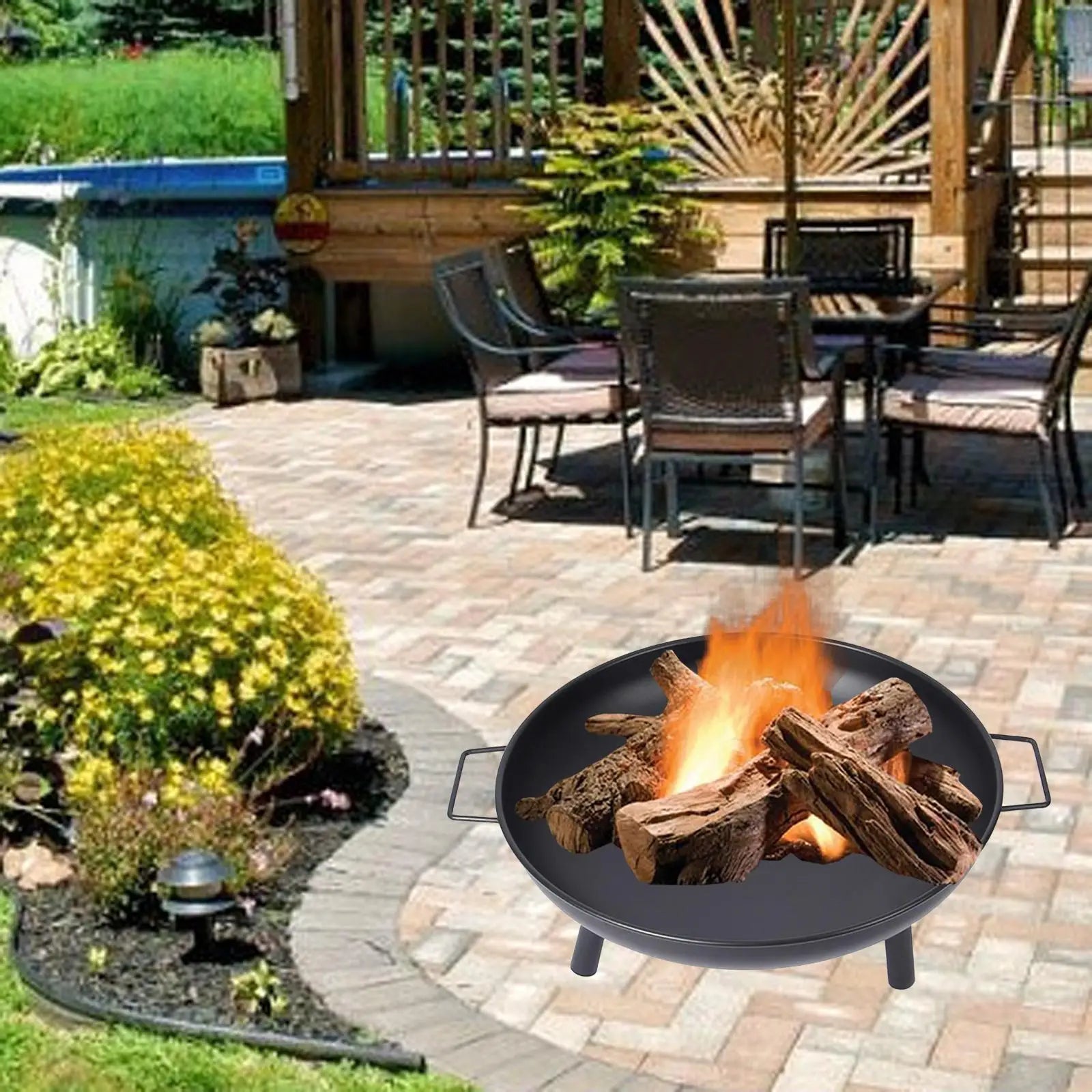 Cast Firepit Wood Burning Fireplace for Backyard, Terrace, and Camping