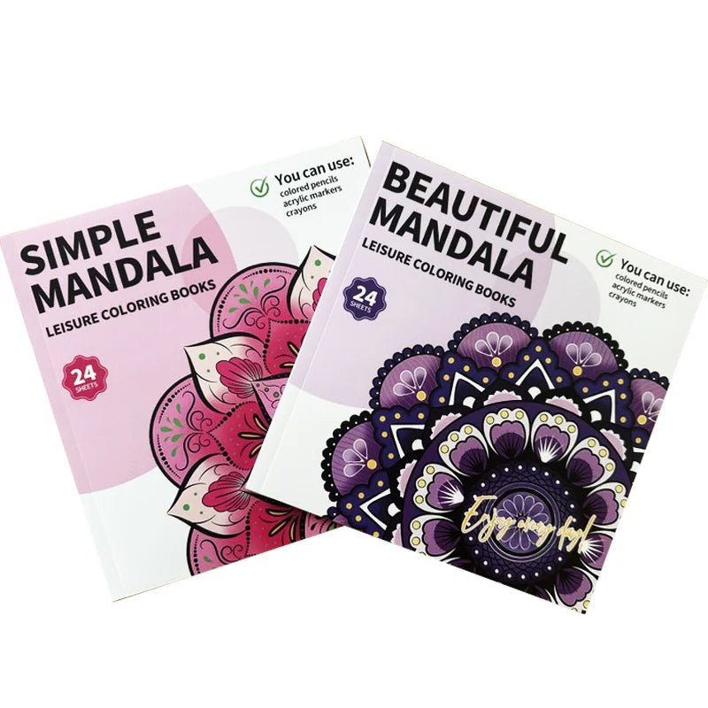 24-Page Mandala Flower Coloring Book for Stress Relief and Relaxation through Creative Color Matching