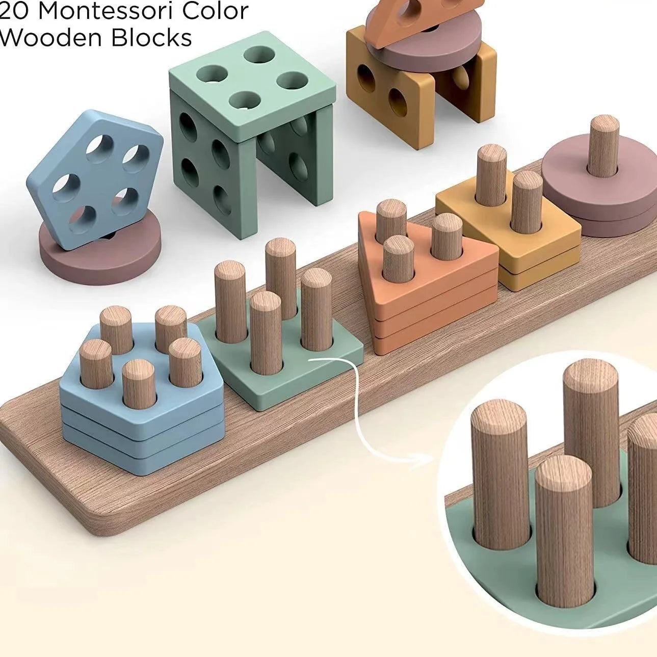 Montessori Toys For 18+ Months Old - Toddlers Wooden Sorting And Stacking Toys For Baby Boys And Girls,Preschool Kids Wood Gifts