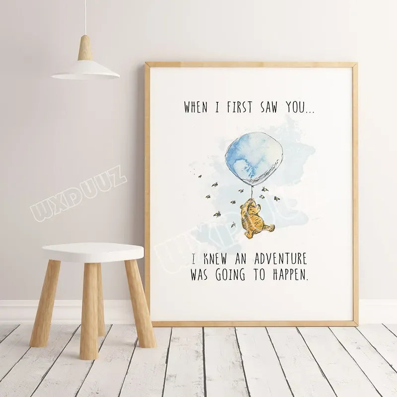 Winnie The Pooh Watercolor Poster Print Children's Room Decoration Cartoon Art Decor Home Decor Wall Art Canvas Painting