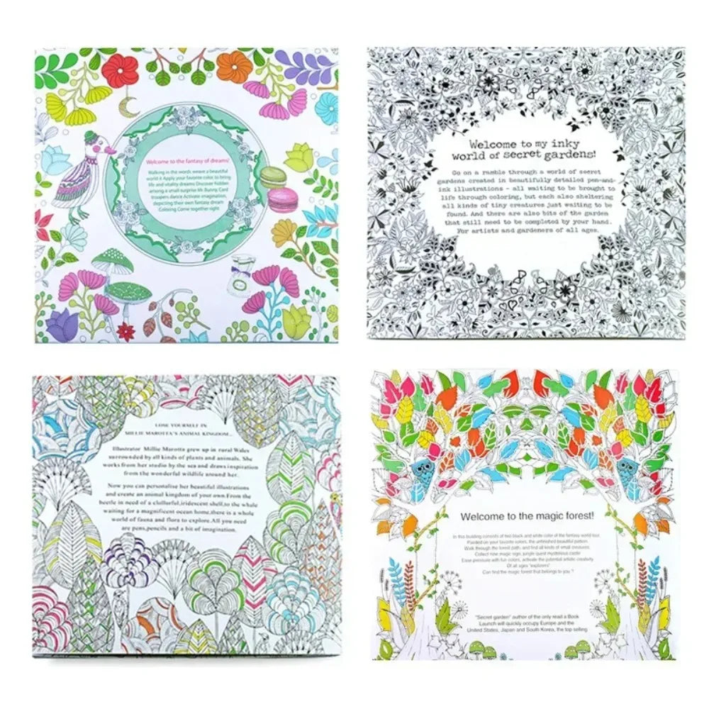 Montessori Small Secret Garden Coloring Book for Adults - Hand-painted Mandala Stress Relief Painting