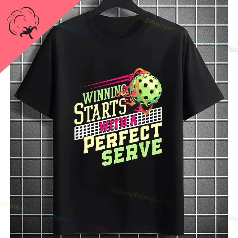 Pickleball Graphic T-Shirt – It Was in Funny Design Casual 100% Cotton Short Sleeve Tee for Sporty Style and Gift