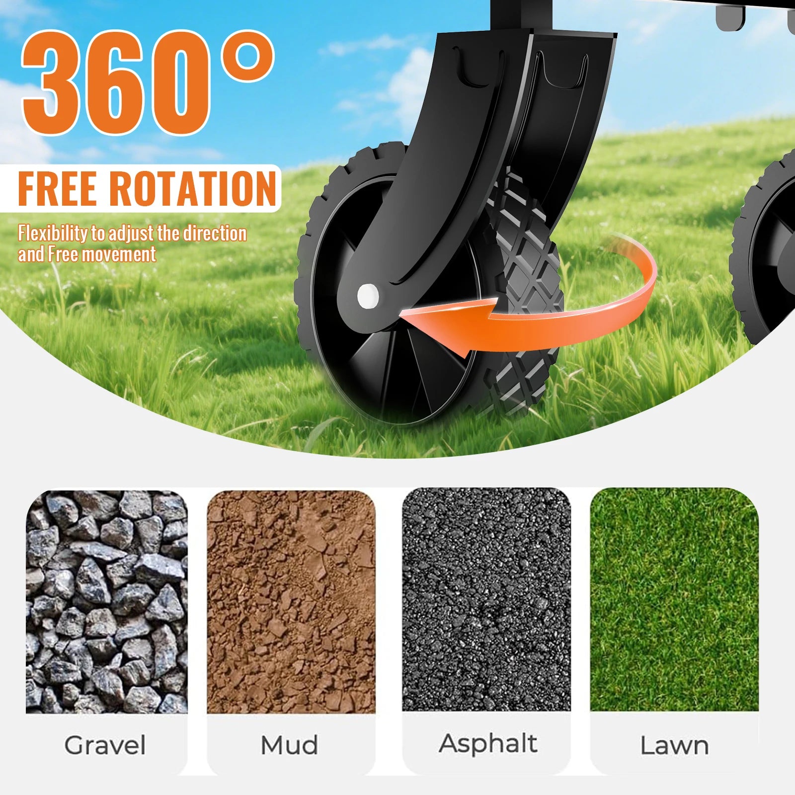 Foldable Hand Trolley for Garden and Beach - Heavy Duty 4-Wheel Carrying Trolley for Outdoor Camping and Warehouse Use