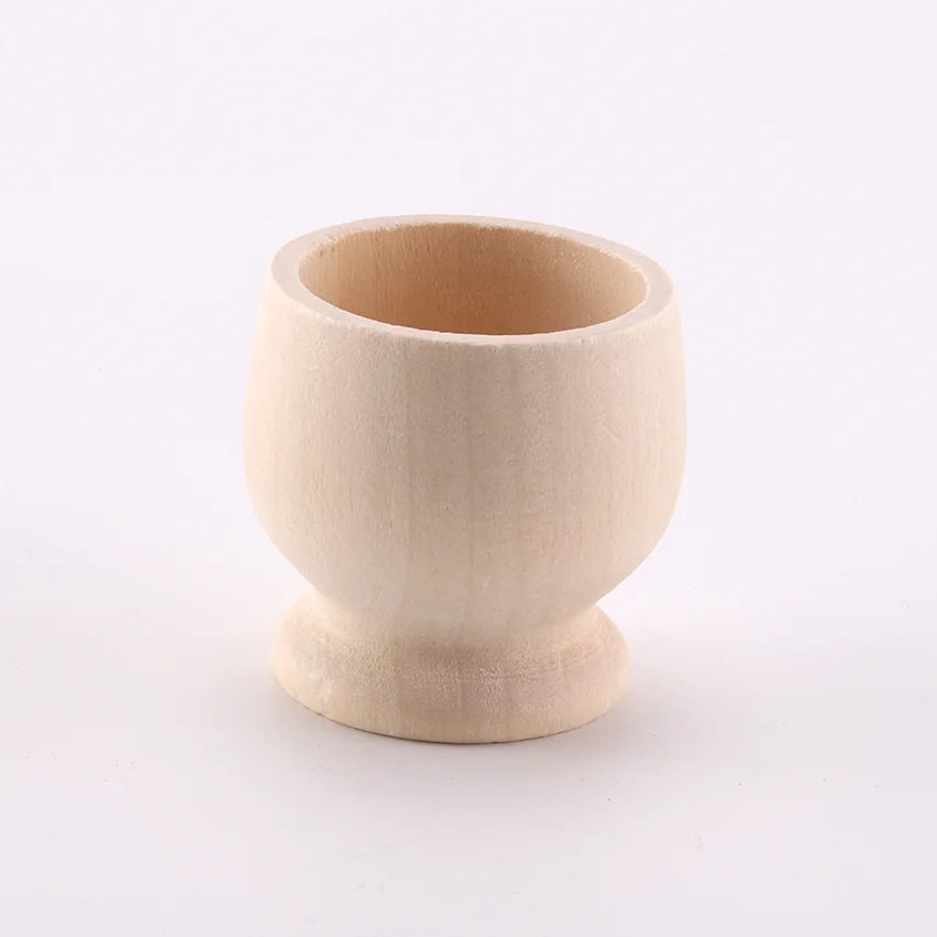 Children's Mini Wooden Play Kitchen Tableware Set - Solid Wood Bowls, Cups, and Creative Painted Ornaments