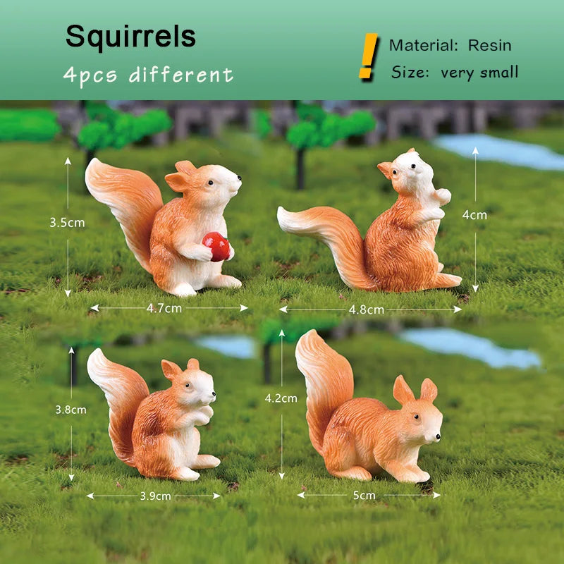 Forest Squirrel Miniature Figurine - Cartoon Animal Character for Fairy Garden, Home Ornament, Desk Decoration, DIY Accessory