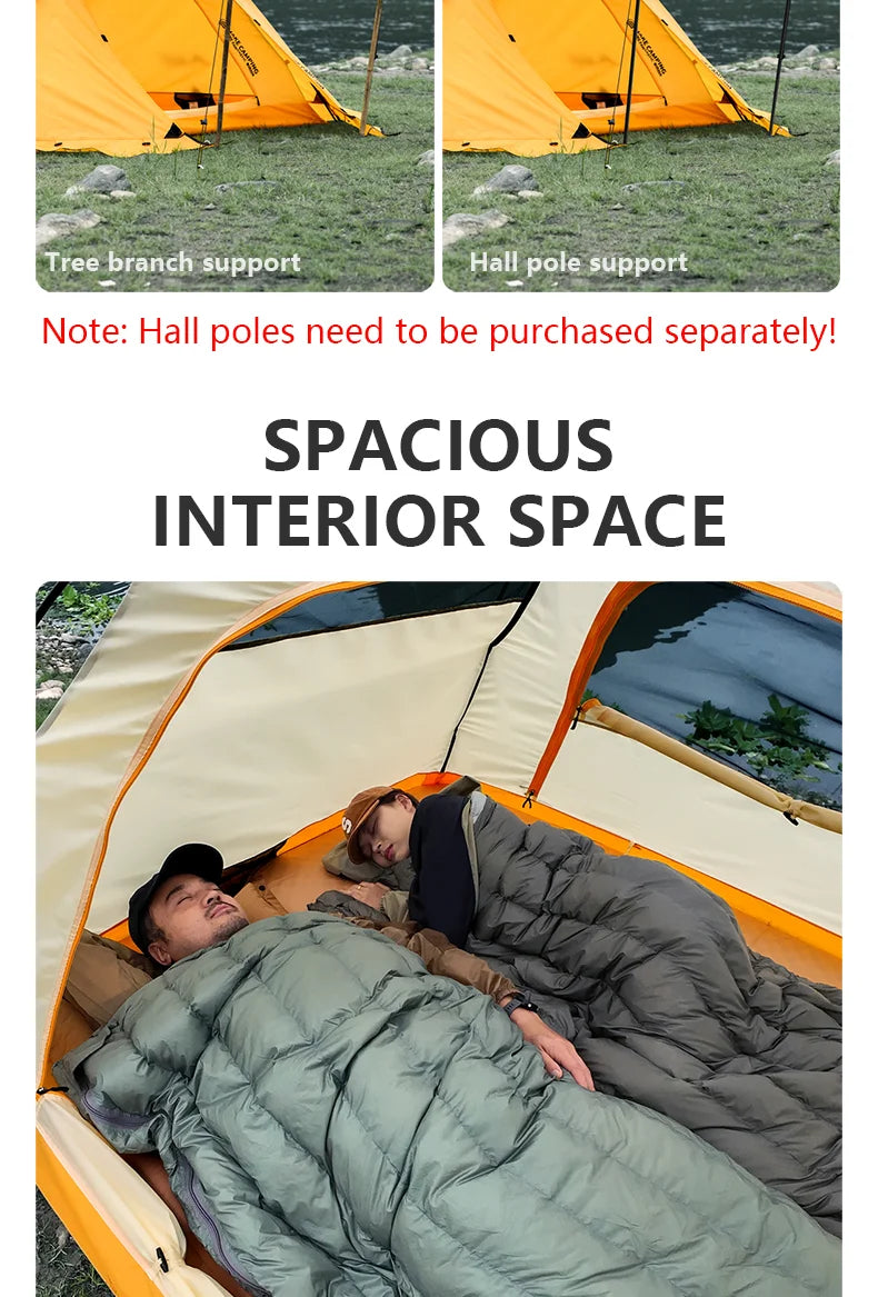 4 Season Camping Tent for 2 People - Double Layer Waterproof Backpacking Tent with Snow Skirt and Aluminum Poles for Hiking and Picnic