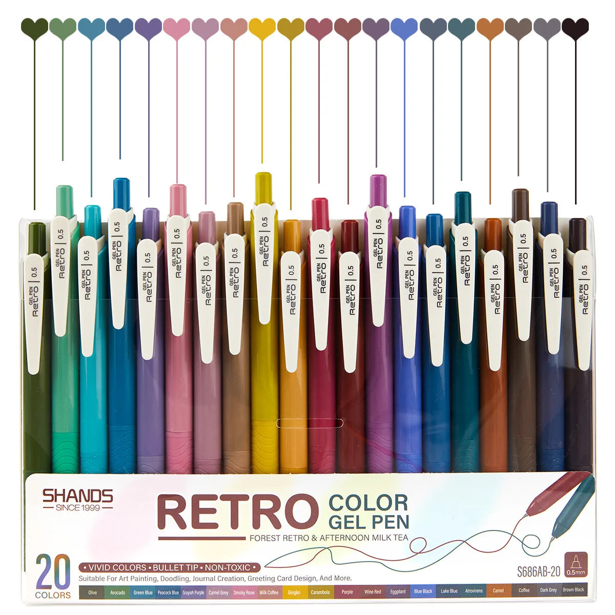 Retractable Gel Ink Pens 0.5mm Extra Fine Point Tip for Smooth Writing, Journaling, Note Taking, Coloring, No Bleed & Smudge-Free Drawing