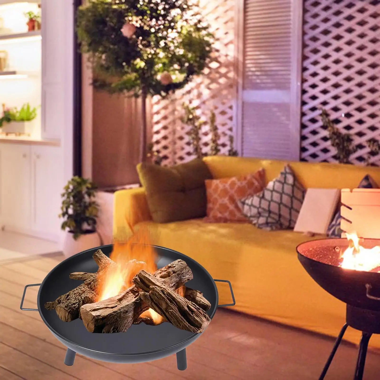Cast Firepit Wood Burning Fireplace for Backyard, Terrace, and Camping