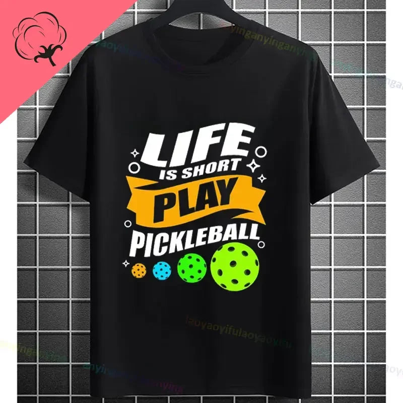 Pickleball Graphic T-Shirt – It Was in Funny Design Casual 100% Cotton Short Sleeve Tee for Sporty Style and Gift