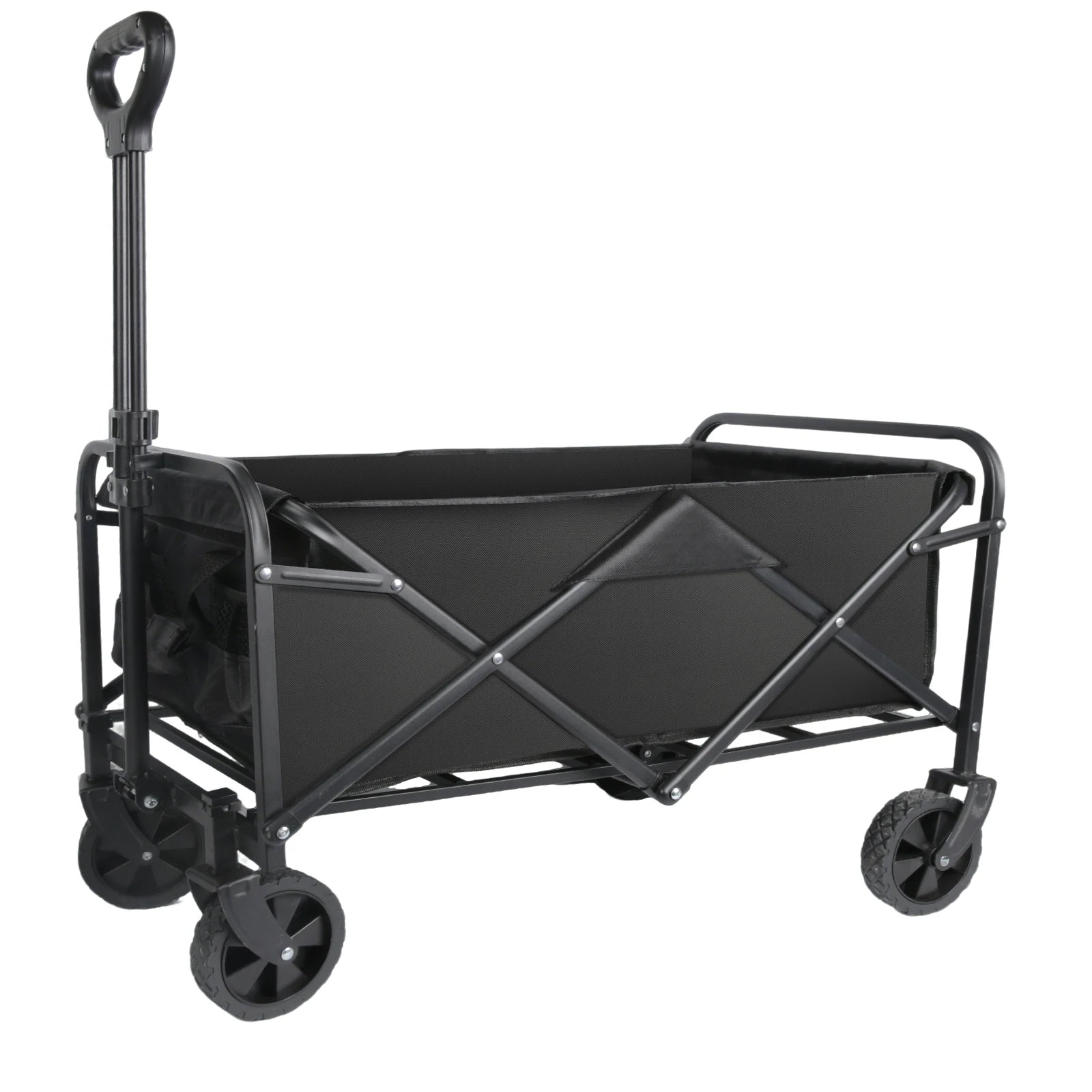 Foldable Hand Trolley for Garden and Beach - Heavy Duty 4-Wheel Carrying Trolley for Outdoor Camping and Warehouse Use