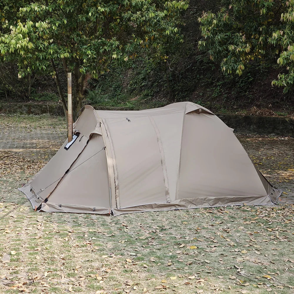 Fireproof Winter Camping Tent for 2 - Waterproof Tunnel Dome Tent with Stove Jack and Snow Skirt for 4 Season Hiking