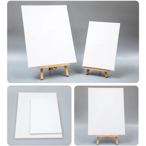 5pcs White Blank Artist Canvas Boards for Oil Painting, Acrylic, Watercolor with Wooden Frame
