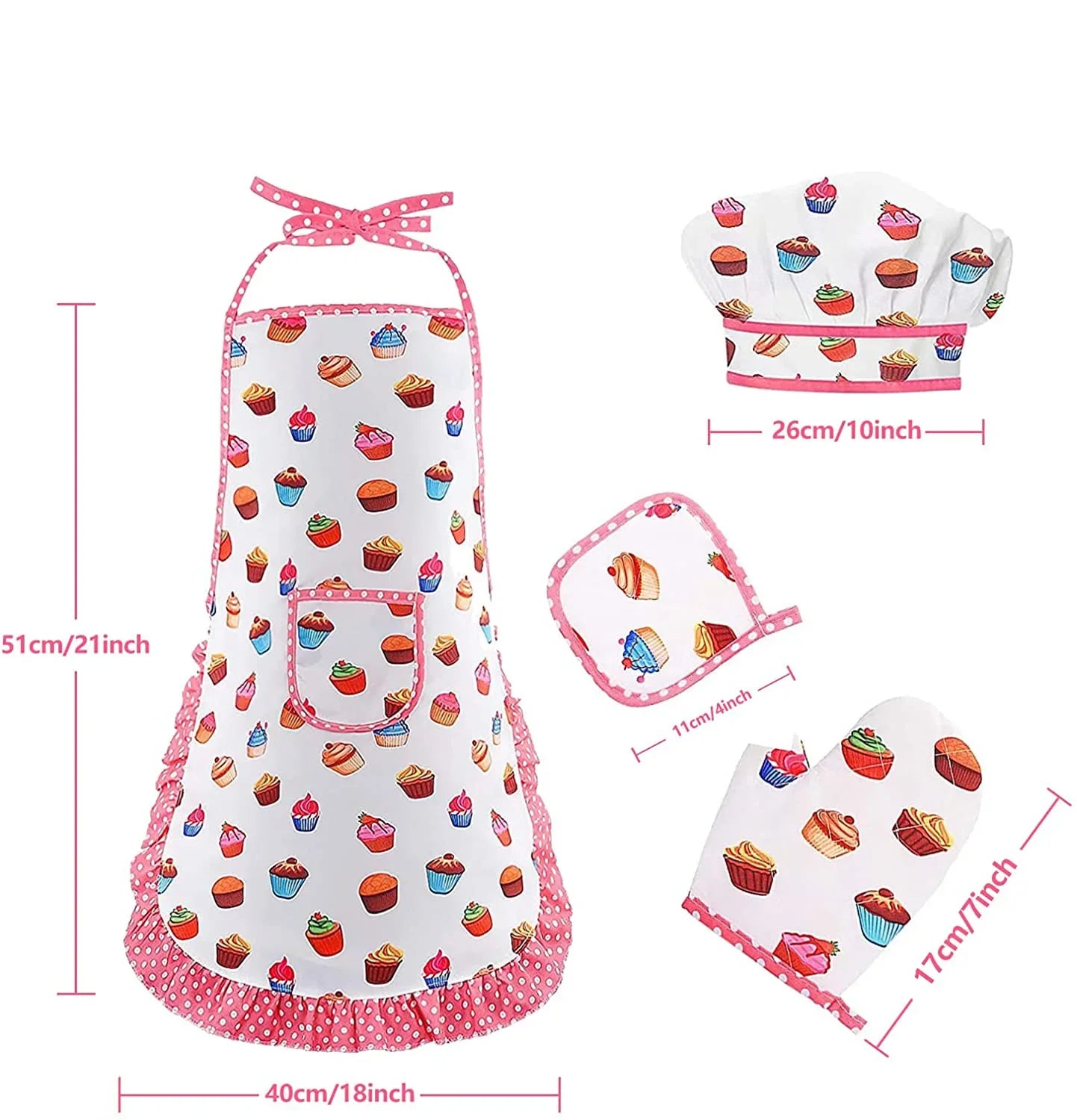 Play House Kitchen Toy Set for Girls - Cooking Utensils, Baking Tools, Cake Apron, and Chef Clothes for Children