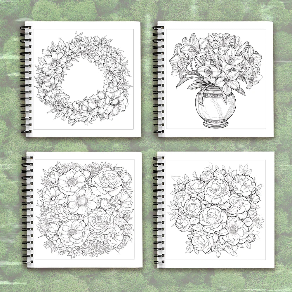 Adult Coloring Book - 30 Sheets Women's Spiral Drawing Book, 8.3 x 8.3 Inches, Perfect Birthday and Holiday Party Gift