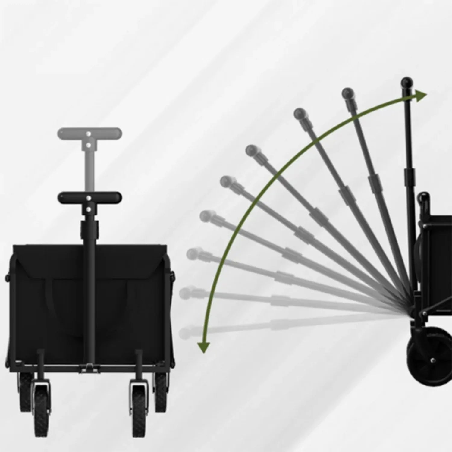 Black Small Folding Handcart - Collapsible Utility Shopping Cart for Outdoor, Garden, Picnic, and Beach Use