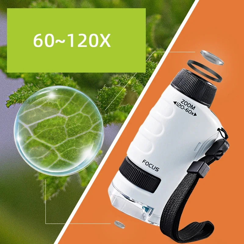 HD Student Science Microscope with Phone Adapter & Wireless LED | STEM Educational Tool for Teens & Home Biology Lab