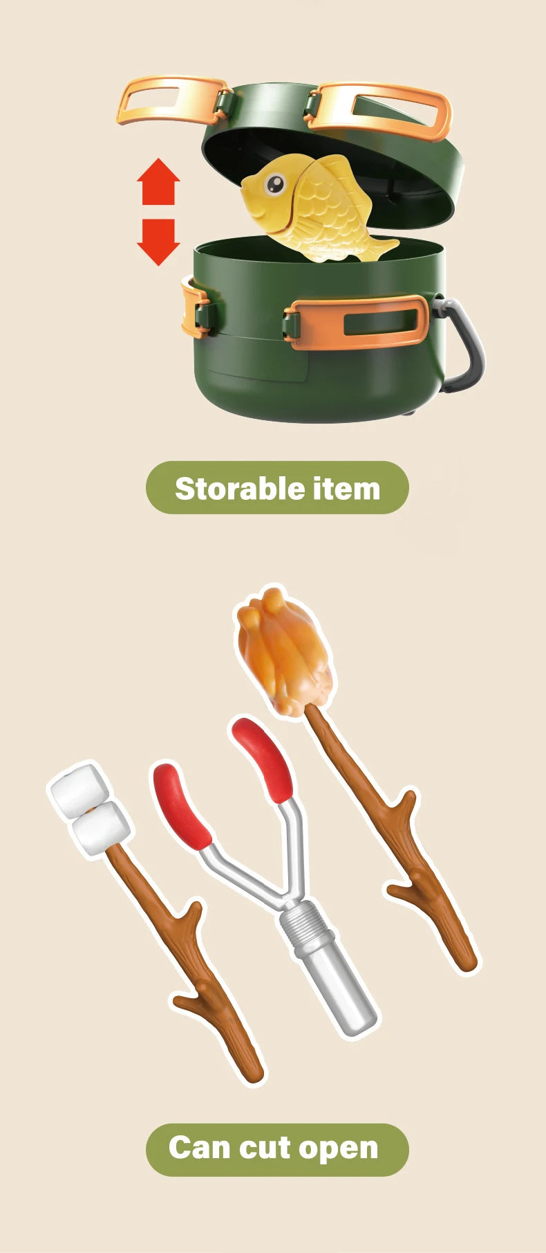 51Pcs Children's Camping Play Set Simulated Campfire Kitchen Food Picnic Role Play Toy for Kids