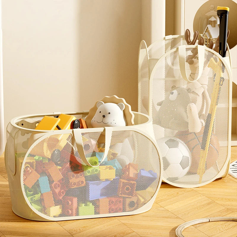 Kids Toy Storage Bin, Portable Large Capacity Organizer Basket for Plush Toys, Building Blocks, Home Playroom Organization