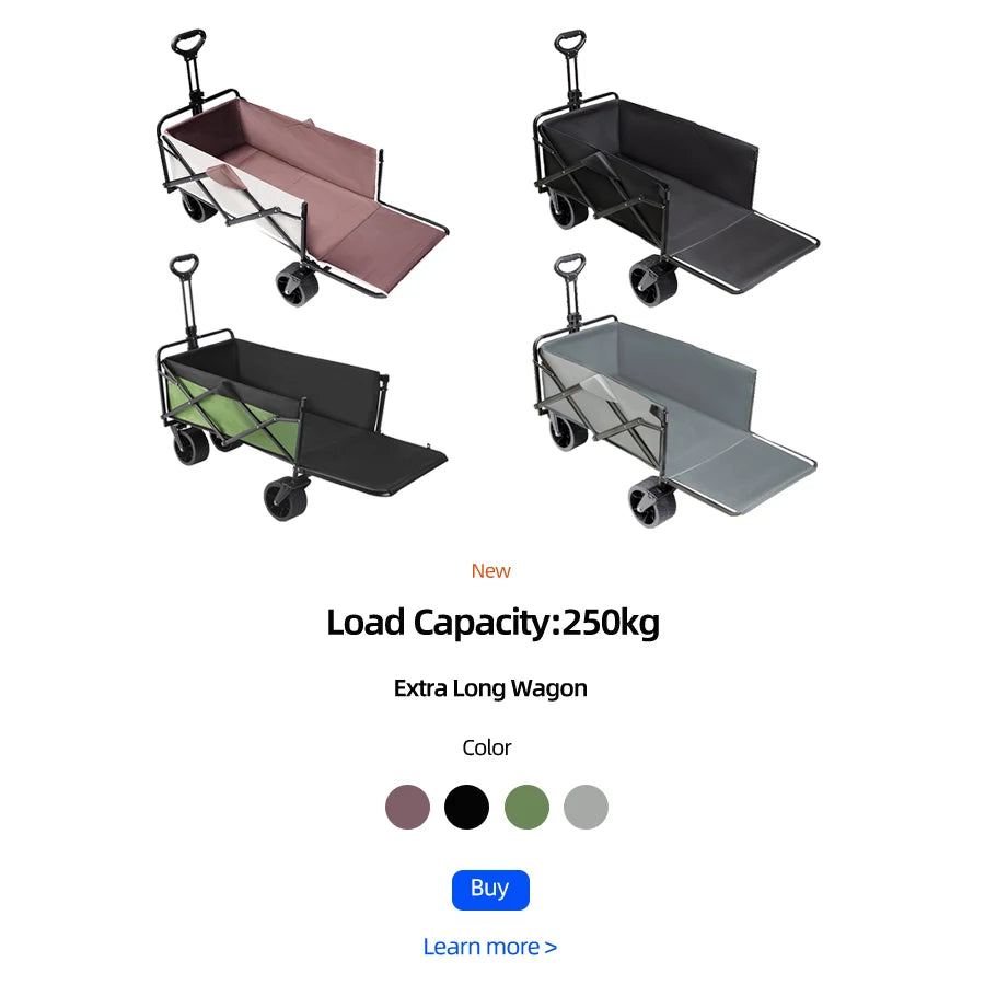 Heavy Duty Collapsible Outdoor Folding Wagon Cart for Garden, Beach, and Camping - Large Capacity Utility Trolley