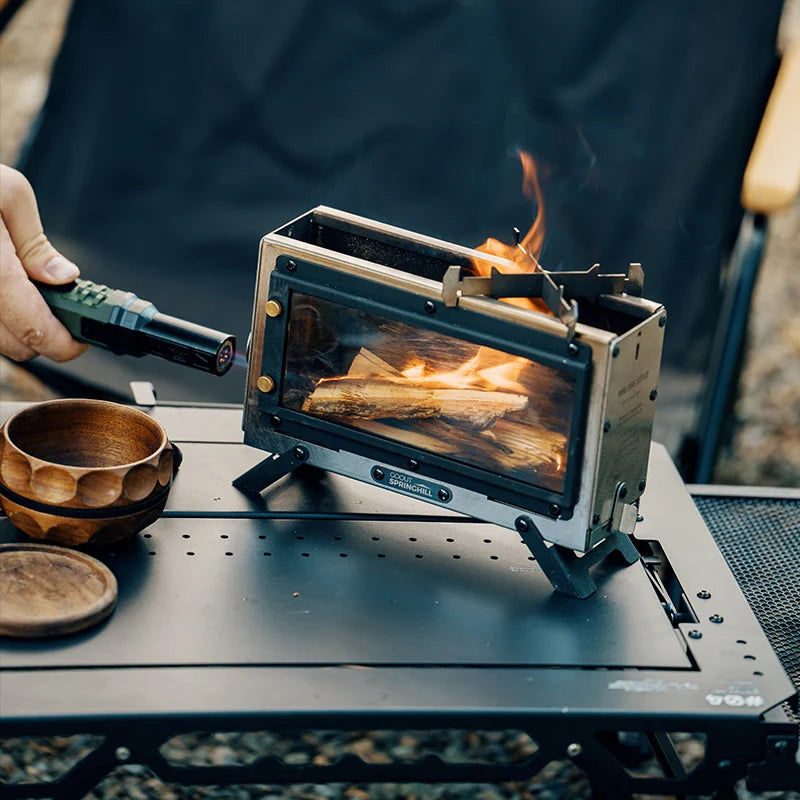 Goout Springhill Mini Fire Pit - Compact Portable Folding Tabletop Camping Firewood Stove