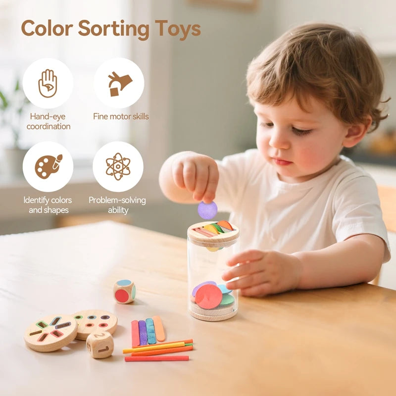 Montessori Silicone Educational Toys for Babies - Cognitive Color Matching Bucket and Sensor Game for Toddlers