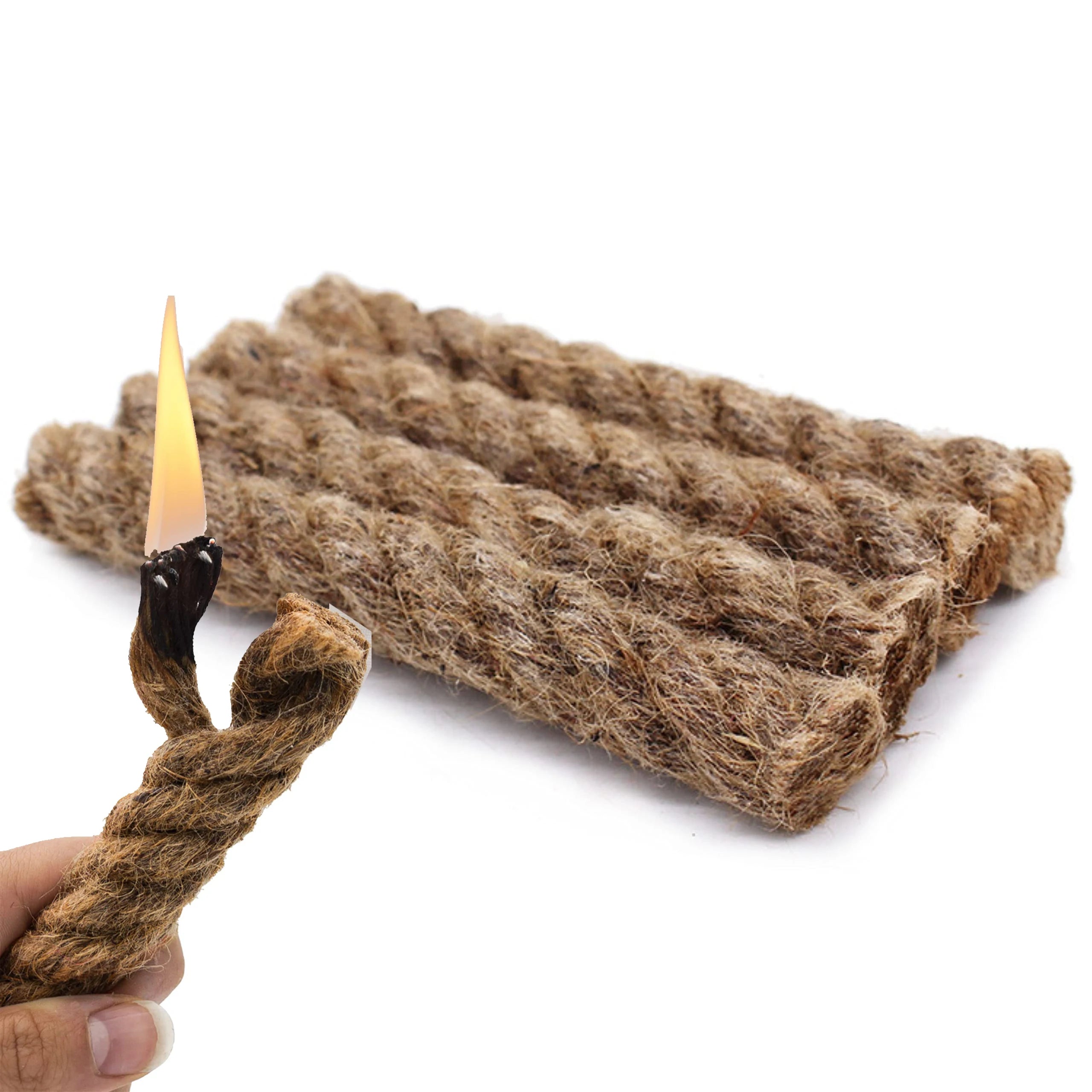 Tinder Rope Natural Fire Starter for Survival - Quick Fire Tabs Flint and Steel for Backpacking, Hiking, Camping, Hunting