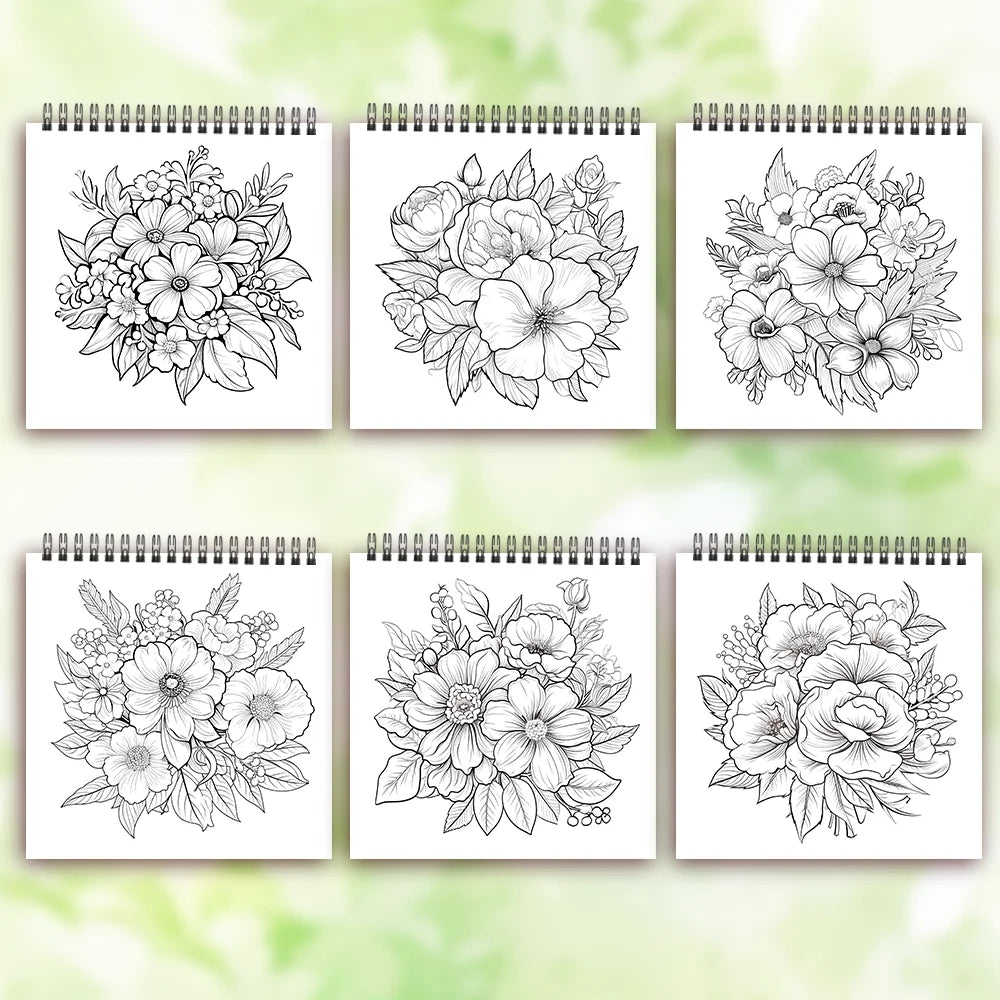 Adult Coloring Book - 30 Sheets Women's Spiral Drawing Book, 8.3 x 8.3 Inches, Perfect Birthday and Holiday Party Gift