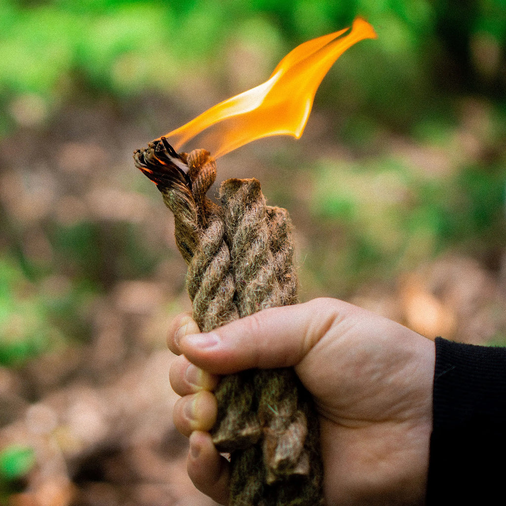 Tinder Rope Natural Fire Starter for Survival - Quick Fire Tabs Flint and Steel for Backpacking, Hiking, Camping, Hunting