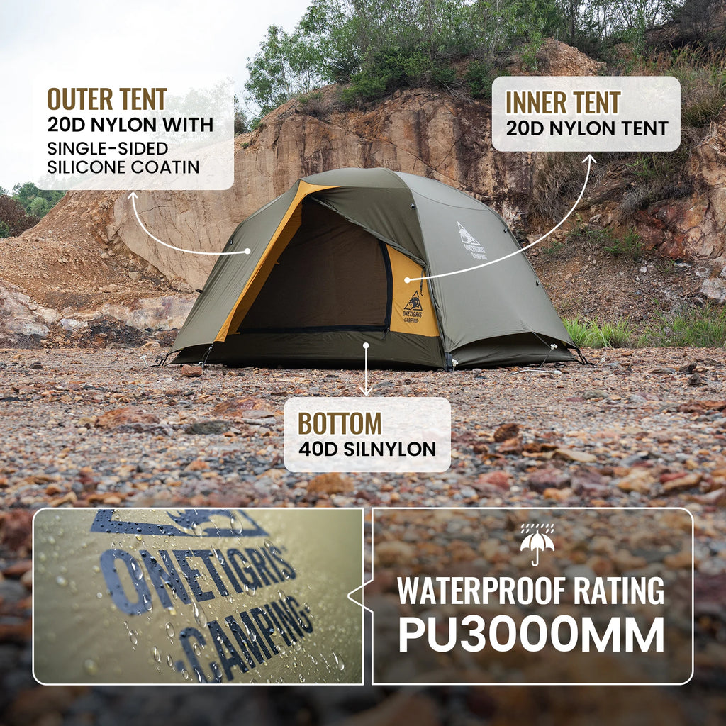 OneTigris Stella 4 Season Camping Tent for 1-2 Persons - Lightweight Double Layer, 3000mm Waterproof for Outdoor Hiking and Beach