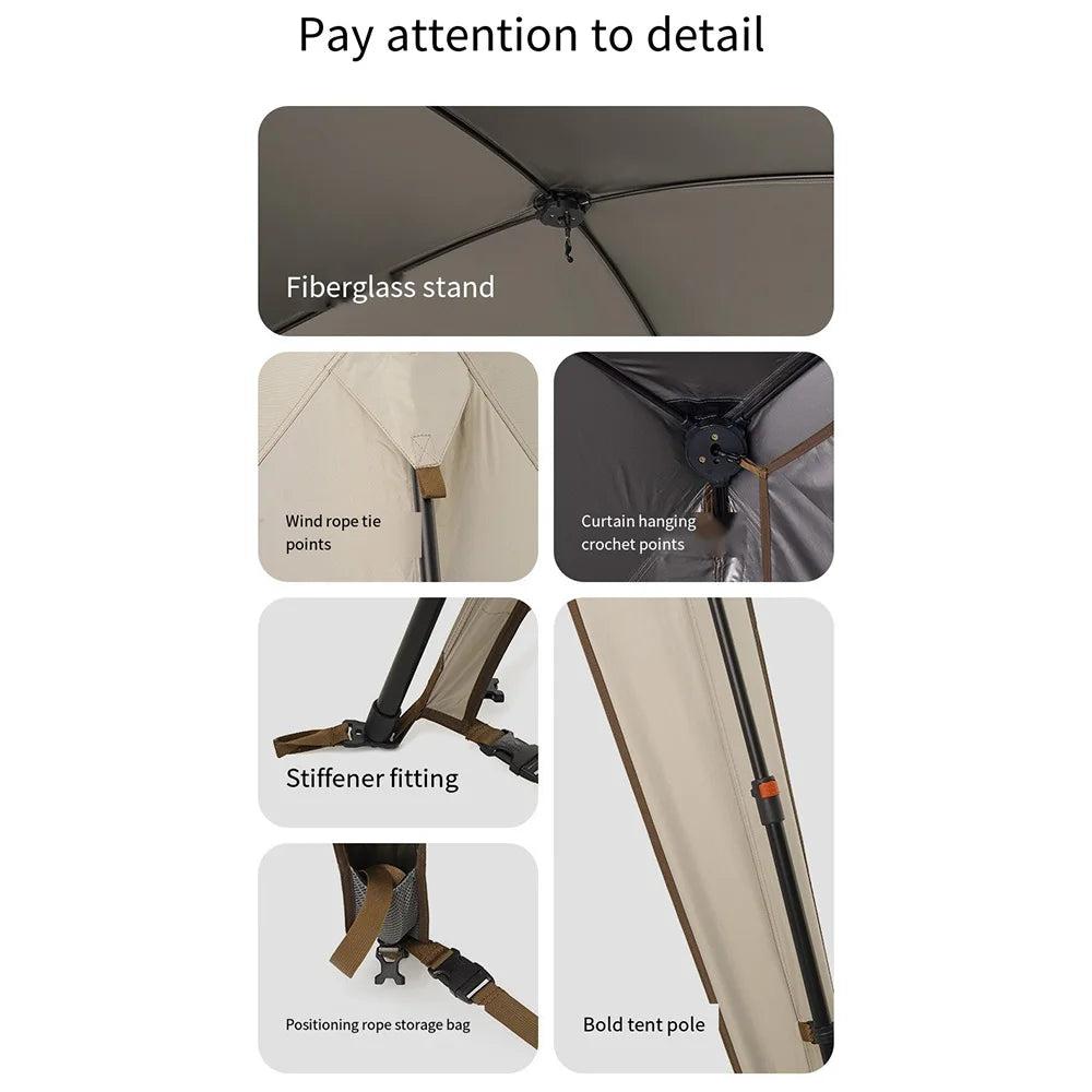 Ultralight Portable Camping Tent 150D Oxford Cloth with Silver Coating, UPF50+ Anti-UV Outdoor Tent for Beach & Fishing
