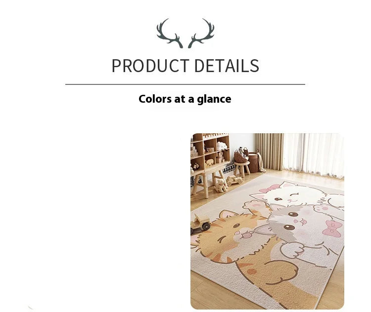 VIKAMA Children's Room Carpet Living Room Study Toy Reading Area Baby Crawling Mat Bedroom Anti-Slip Floor Mat Home Decoration