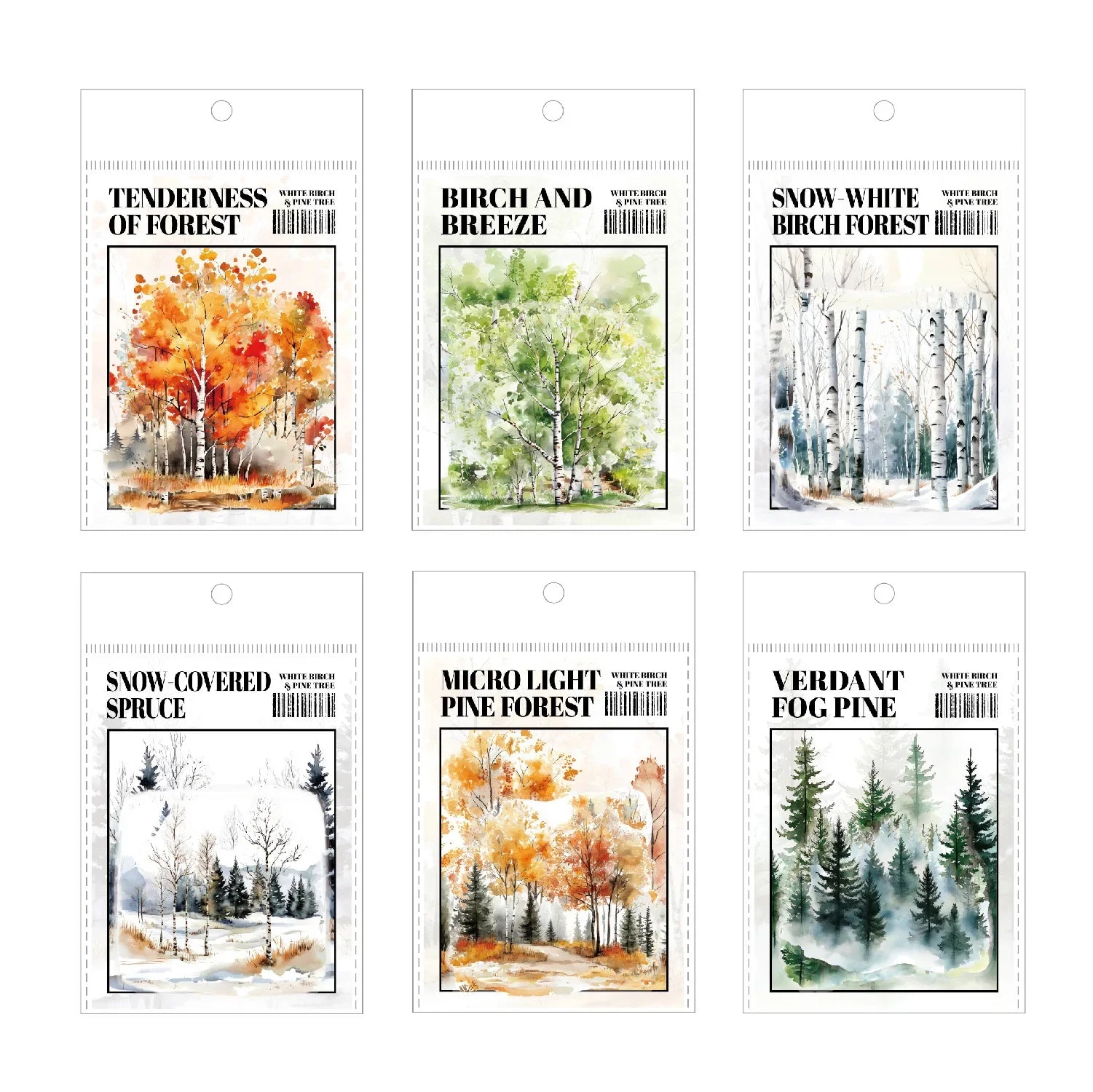 20 Sheets Forest Landscape Stickers - Pine Forest & Mountain Scenery for Scrapbooking, Stationery, Office, and School Supplies