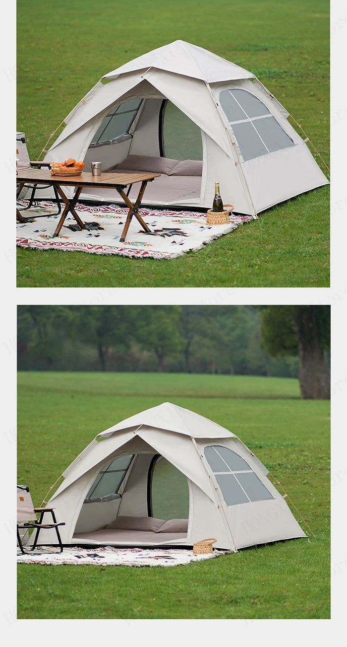Outdoor Two-Door Folding Portable Automatic Tent - Rainproof Camping Gear with Quick Opening Design