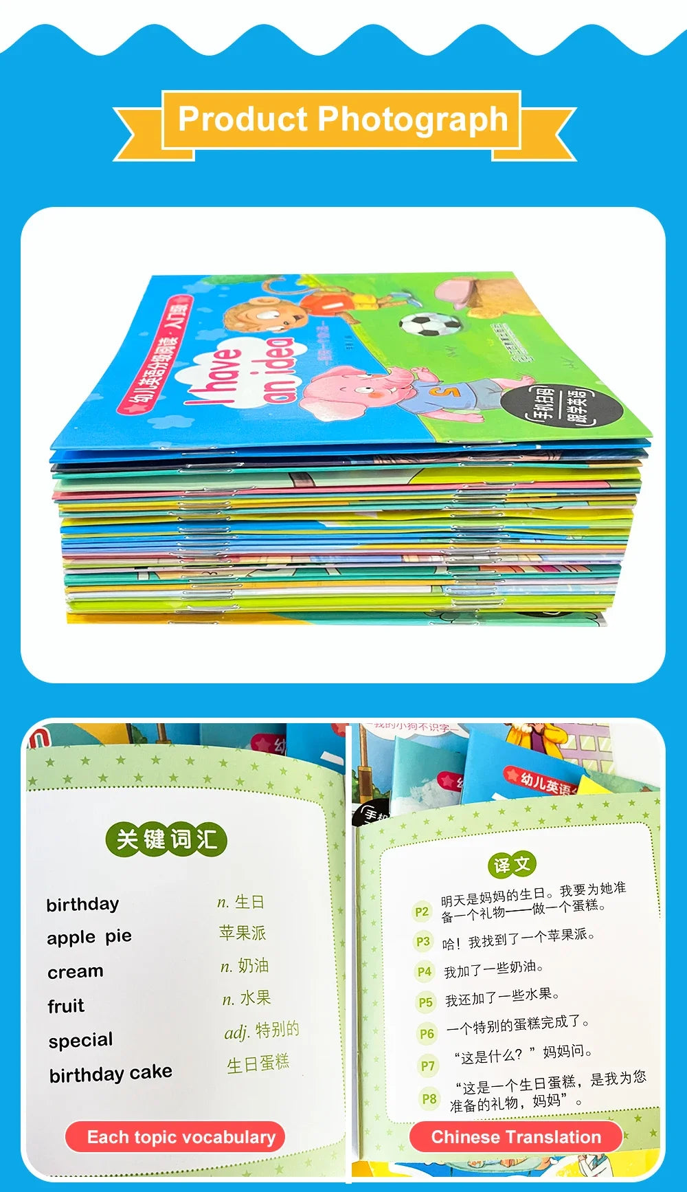 Kids 40 Pocket Books Set English Words Learning Book Bedtime Reading Enlightenment of Early Childhood Teaching Aids Montessori