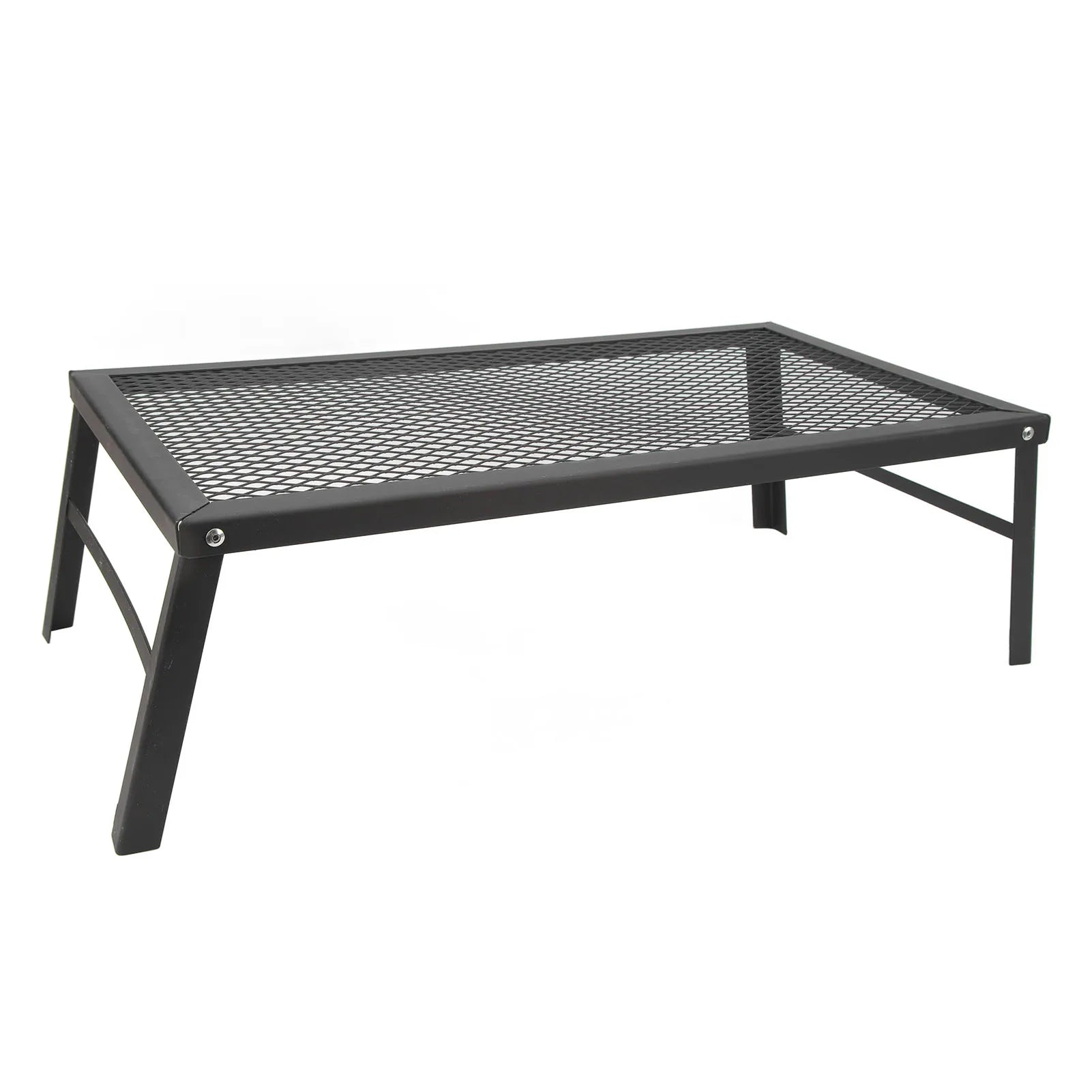Folding Camp Fire Rack - Heavy Duty Iron Portable Grill for Outdoor Barbecue Cooking